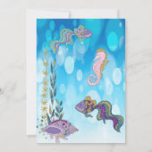 Onder het Zee Glitter Mermaid verjaardagsuitnodigi Kaart (Achterkant)