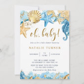 Onder het Zee | Gold Oh Baby shower Kaart (Voorkant)