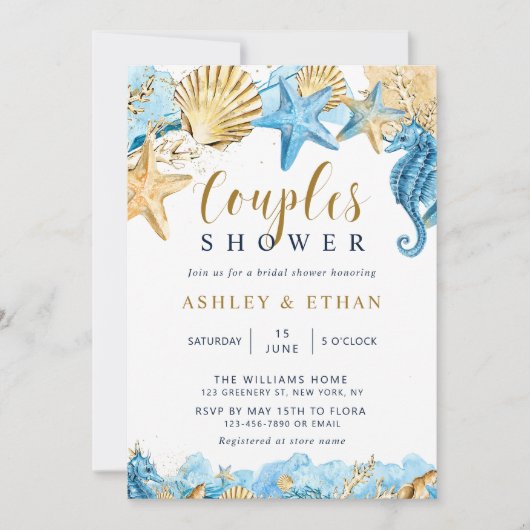 Onder het Zee | Goud- en blauw-paar Kaart (Voorkant)