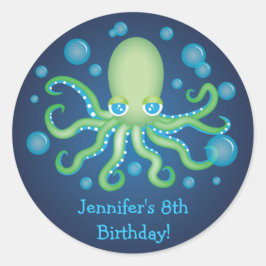 Onder het Zee Green Octopus Verjaardag Stickers