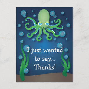 Onder het Zee Groene Octopus Dank U Briefkaart