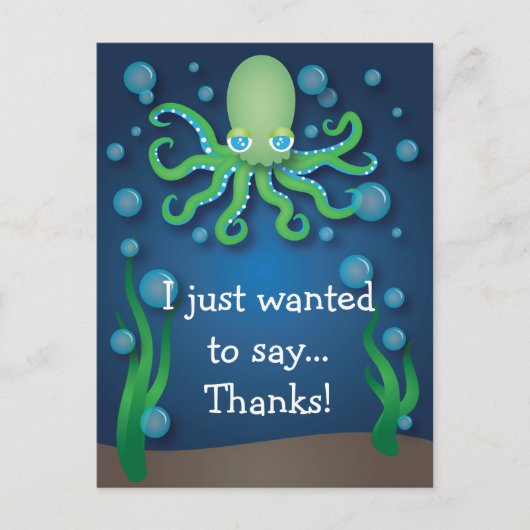 Onder het Zee Groene Octopus Dank U Briefkaart (Voorkant)