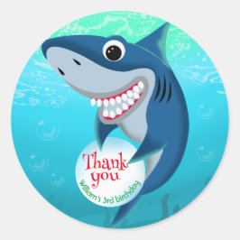 Onder het Zee haai met bubbel verjaardagsfeest Ronde Sticker