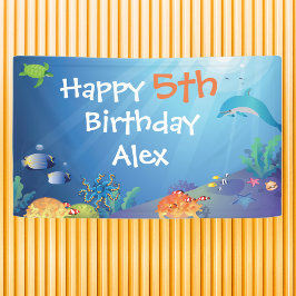 Onder het Zee Happy Birthday Kinder Spandoek