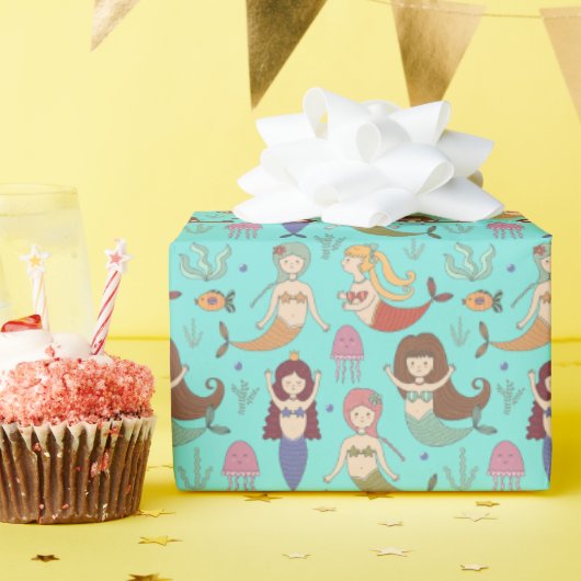 onder het Zee Happy Mermaid doet wat Mermaids doen Cadeaupapier (Verjaardagsfeest)