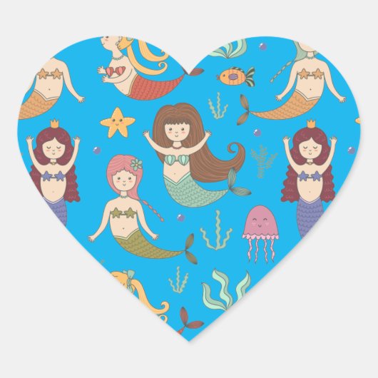 onder het Zee Happy Mermaid doet wat Mermaids doen Hart Sticker (Voorkant)