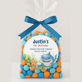 Onder het Zee Happy. Verjaardag van de haai Ronde Sticker