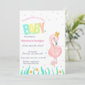 Onder het Zee, het Baby shower van Baby Flamingo Kaart (Staand voorkant)