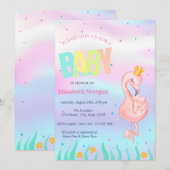 Onder het Zee, Holografisch Baby shower Flamingo Kaart (Voorkant / Achterkant)