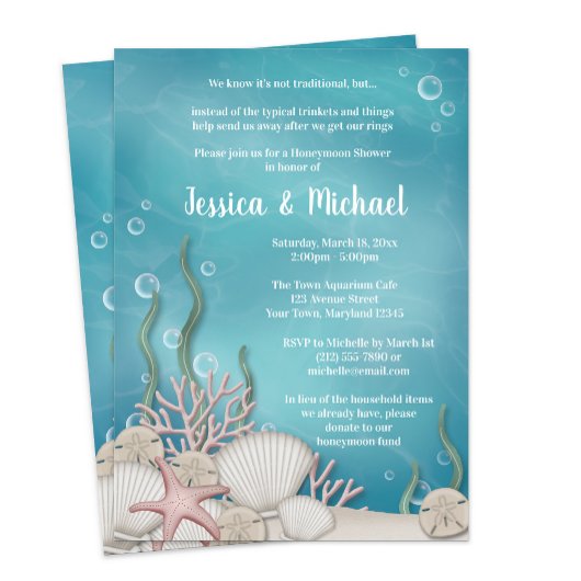 Onder het Zee Honeymoon Shower Invitations Kaart