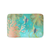 Onder het Zee in Koraal en Blauw Blauwgroen Badmat (Voorkant)