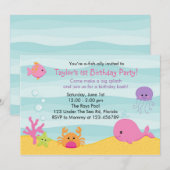 Onder het Zee Invitation (Girl) - Walviskrab Kaart (Voorkant / Achterkant)