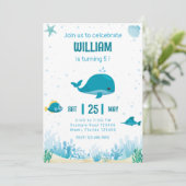 Onder het Zee Invitation Whale Kaart (Staand voorkant)
