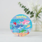 Onder het Zee is de vierde verjaardag van de haaie Kaart (Staand voorkant)