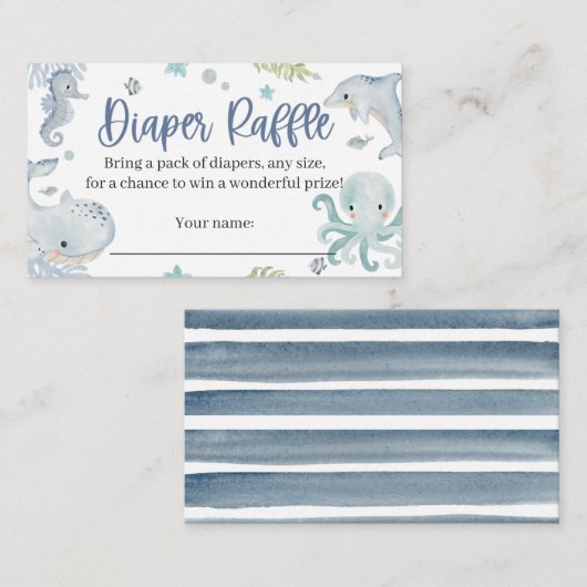 Onder het Zee is een luierkaart voor een jongen Informatiekaartje (Voorkant / Achterkant)