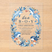 Onder het Zee is het een Boy Blue Baby shower Acryl Uitnodigingen (Voorkant)
