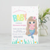 Onder het Zee is Mermaid Seashell Star Baby shower Kaart (Staand voorkant)