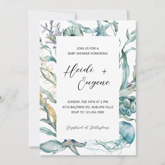 Onder het Zee Jellyfish Baby shower Invitation Kaart (Voorkant)