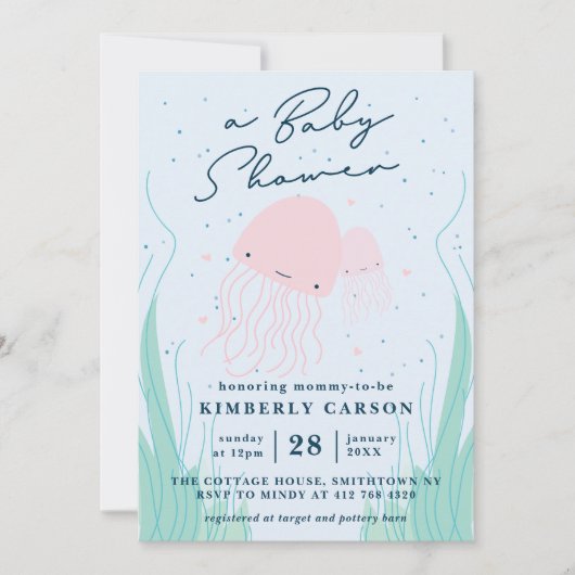 Onder het Zee Jellyfish Baby shower Kaart (Voorkant)