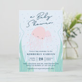 Onder het Zee Jellyfish Baby shower Kaart (Staand voorkant)