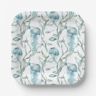 Onder het Zee Jellyfish Paper Borden Papieren Bordje