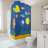 Onder het Zee Jellyfish Seahorse Starfish Seaweed Douchegordijn (In situ)