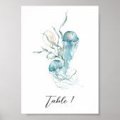 Onder het Zee Jellyfish Table Number Sign Poster (Voorkant)