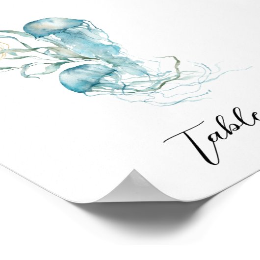 Onder het Zee Jellyfish Table Number Sign Poster (Hoek)
