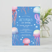 Onder het Zee Jellyfish Verjaardagsfeest Kaart (Staand voorkant)