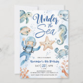 Onder het Zee! Jongen Schattigee Oceaan 6e verjaar Kaart (Voorkant)