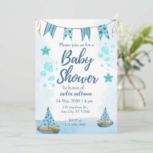 Onder het Zee Joy: Gepersonaliseerde Baby Boy Show Kaart (Staand voorkant)