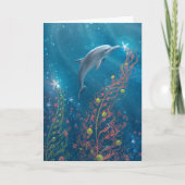 Onder het Zee Kerstboom Magische Dolfijn Feestdagen Kaart (Voorkant)