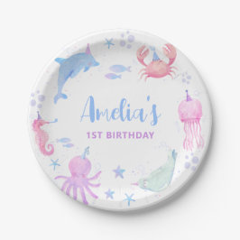 Onder het Zee Kinder 1e verjaardag Papieren Bordje