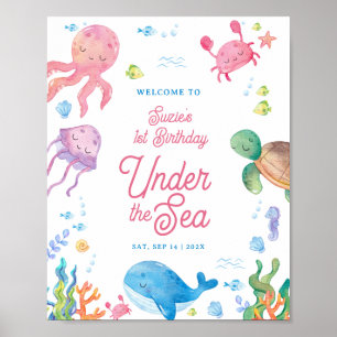 Onder het Zee Kinder 1e verjaardag welkomstbord Poster