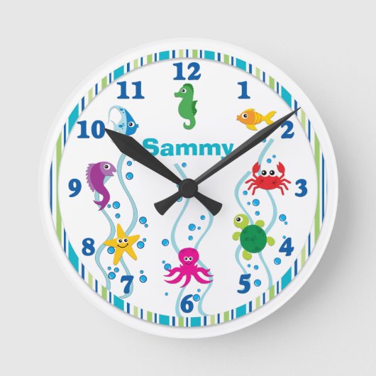 Onder het Zee Kinder Room Clock Ronde Klok (Voorkant)