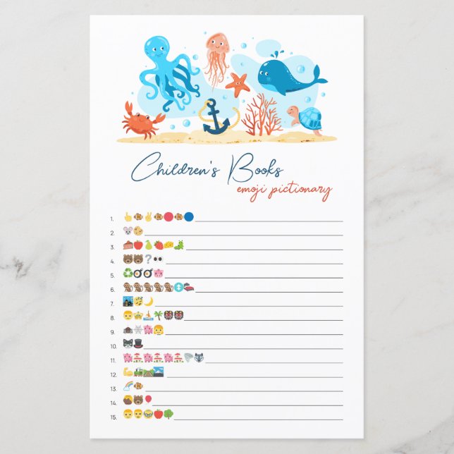 Onder het Zee kinderboeken emoji pictionary (Voorkant)