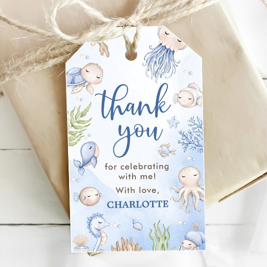 Onder het Zee Kinderen Birthday Party Cadeaulabel