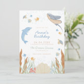 Onder het Zee Kinderen Birthday Party Kaart (Staand voorkant)