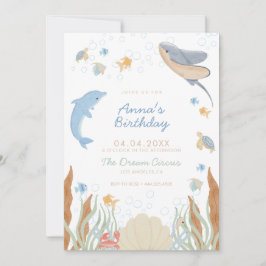 Onder het Zee Kinderen Birthday Party Kaart