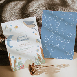 Onder het Zee Kinderen Birthday Party Kaart