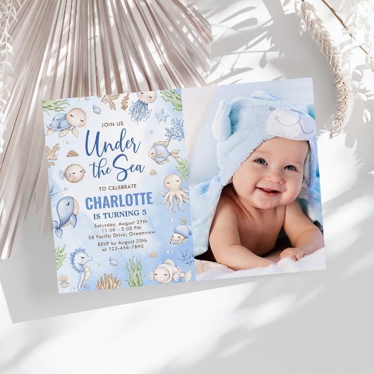 Onder het Zee Kinderverjaardagsfeestje Foto Kaart