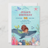 Onder het zee kleine zeemeermin en walvis verjaard kaart (Voorkant)