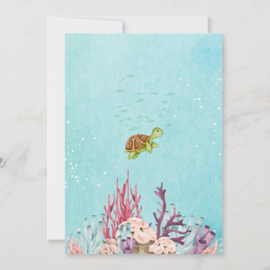 Onder het zee kleine zeemeermin en walvis verjaard kaart (Achterkant)