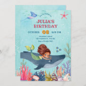 Onder het zee kleine zeemeermin en walvis verjaard kaart (Voorkant / Achterkant)