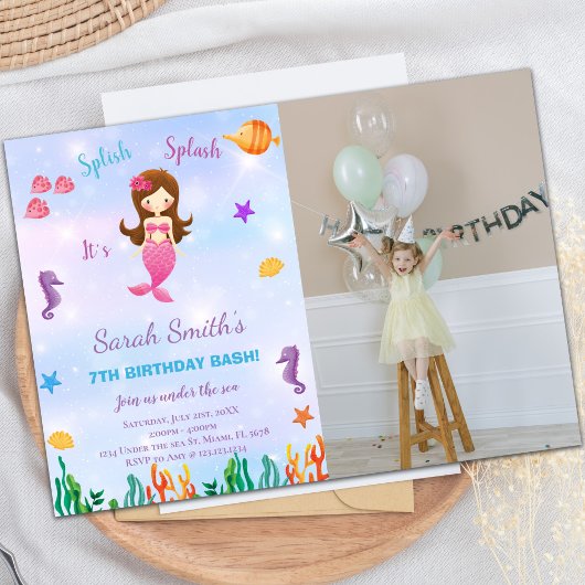 Onder het Zee Kleine Zeemeermin Uitnodiging met Fo