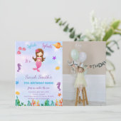 Onder het Zee Kleine Zeemeermin Uitnodiging met Fo (Staand voorkant)