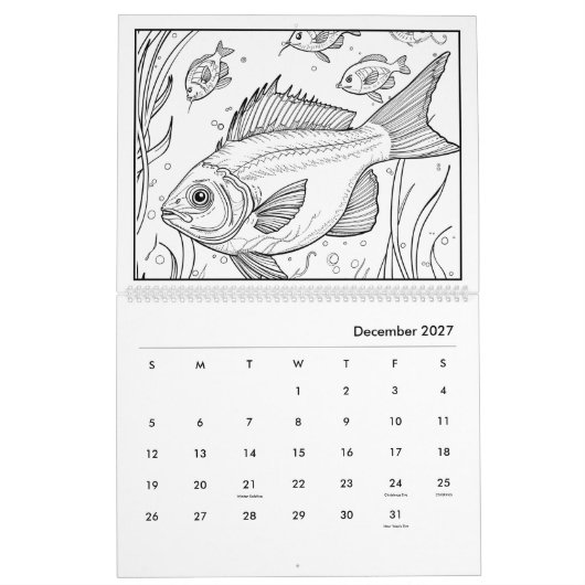 Onder het Zee Kleurkalender Kalender (Dec 2027)