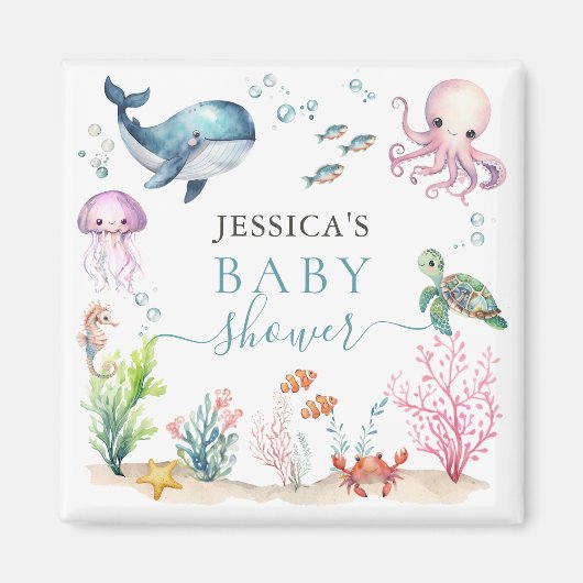 Onder het Zee Kleurrijke Ocean Animals Baby shower Magneet (Voorkant)