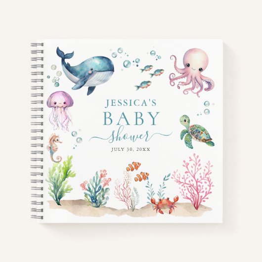 Onder het Zee Kleurrijke Ocean Animals Baby shower Notitieboek (Voorkant)