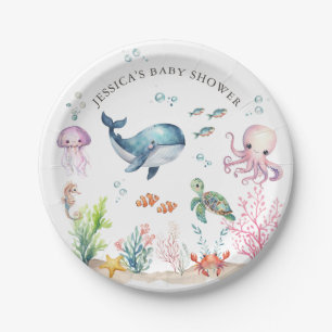 Onder het Zee Kleurrijke Ocean Animals Baby shower Papieren Bordje